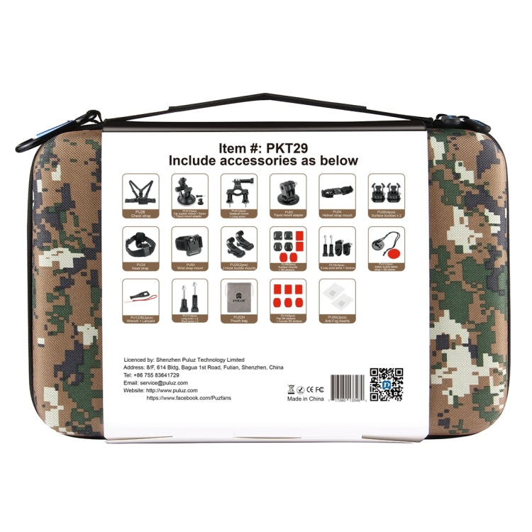 PULUZ 45 in 1 Accessories Ultimate Combo Kits with Camouflage EVA Case (Chest Strap + Suction Cup Mount + 3-Way Pivot Arms + J-Hook Buckle + Wrist Strap + Helmet Strap + Surface Mounts + Tripod Adapte ...  for GoPro, Insta360, DJI and Other Action Cameras - HoMEdemic™ 